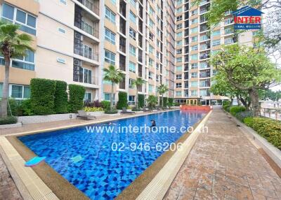 Outdoor swimming pool in a residential apartment complex