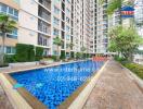 Outdoor swimming pool in a residential apartment complex