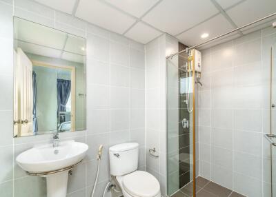 Modern bathroom with shower and toilet