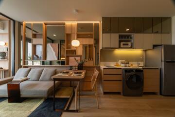 modern apartment living room and kitchen