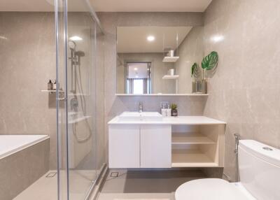 Modern bathroom with shower and bathtub