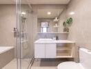 Modern bathroom with shower and bathtub