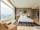 Modern bedroom with city view