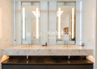 Modern bathroom with double sink countertop