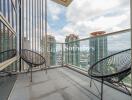 Modern balcony with city view