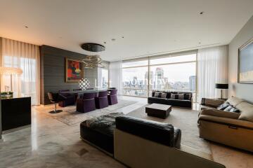 Spacious and modern living room with city view