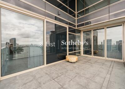 Spacious balcony with city view