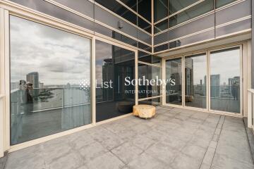 Spacious balcony with city view