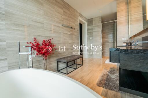 Modern bathroom with bathtub and elegant fixtures