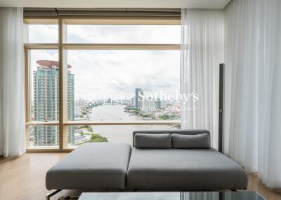 Modern living room with panoramic city view