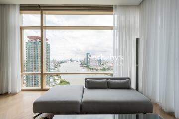 Modern living room with panoramic city view