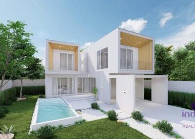 Brand new! Modern minimal style house with a private overflow salt water swimming pool.