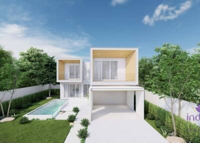 Brand new! Modern minimal style house with a private overflow salt water swimming pool.