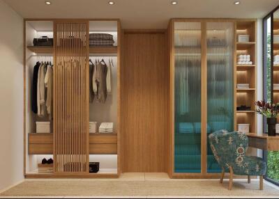 Spacious bedroom with modern closet