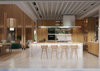 Modern kitchen with island and bar stools