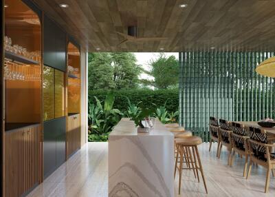 Modern kitchen with island and dining area