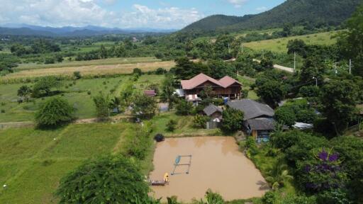 Countryside living. Riverfront 4 Bedroom teak house on a farm surrounded by beautiful mountain view. Chiang Dao, Chiang Mai