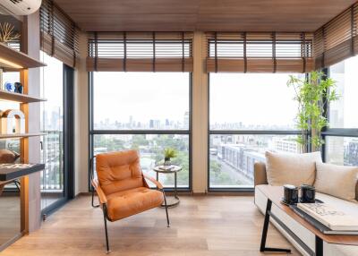 Modern living room with city view