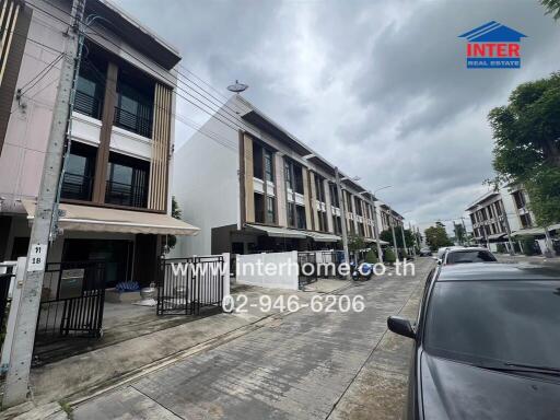 Street view of modern residential buildings