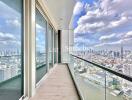 Beautiful balcony with city skyline view