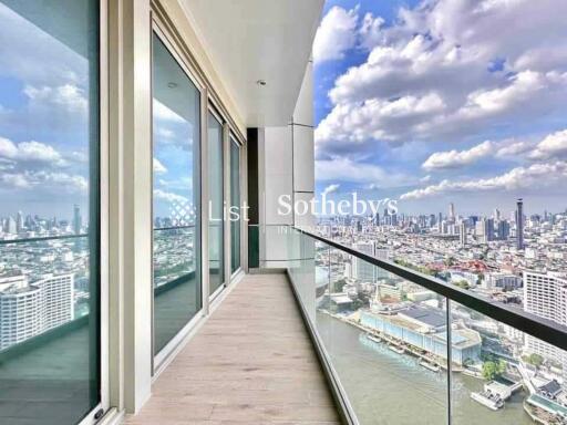 Beautiful balcony with city skyline view