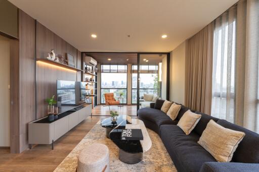 Modern living room with city view