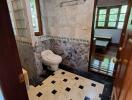 Bathroom with marble walls and floor