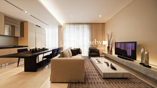 Spacious and modern living room with dining area