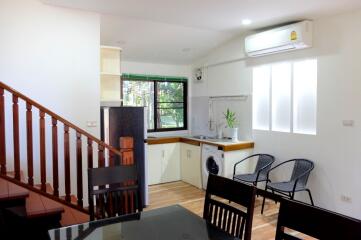 Two bedroom fully furnished house for rent in Mae Rim.  Overlooks the mountains and surrounded by mature trees