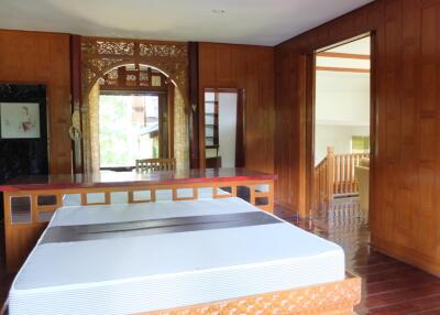 Two bedroom fully furnished house for rent in Mae Rim.  Overlooks the mountains and surrounded by mature trees