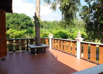 Two bedroom fully furnished house for rent in Mae Rim.  Overlooks the mountains and surrounded by mature trees