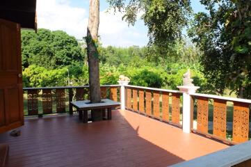 Two bedroom fully furnished house for rent in Mae Rim.  Overlooks the mountains and surrounded by mature trees