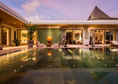 Luxurious outdoor living area with pool