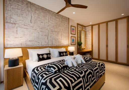 Spacious bedroom with modern decor