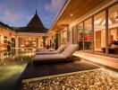 Luxurious outdoor pool area with modern architectural design