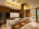 Modern kitchen with island and bar stools