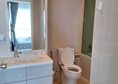 Modern bathroom with a vanity and toilet