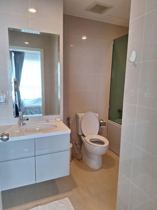 Modern bathroom with a vanity and toilet