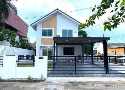 Exterior view of a modern two-story house