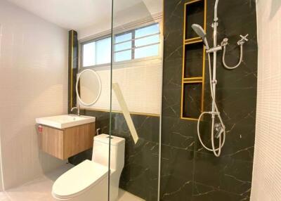 Modern bathroom with shower and sink