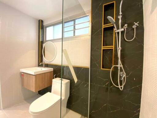 Modern bathroom with shower and sink