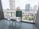 Balcony with a view of the city skyline