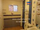 Bathroom with tiled walls and toilet