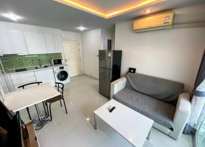 Modern living area with integrated kitchen