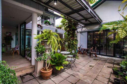 Charming outdoor patio with seating area