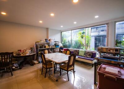 Spacious living room with large windows