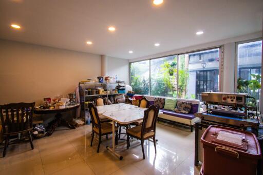 Spacious living room with large windows