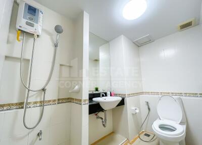 Modern bathroom with shower and toilet