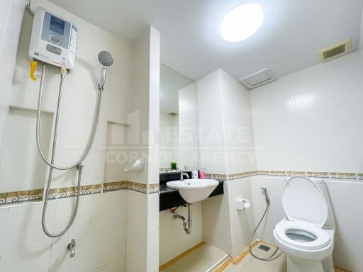 Modern bathroom with shower and toilet