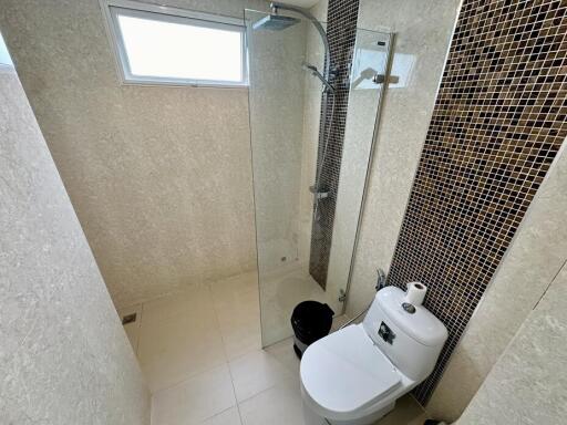 Modern bathroom with shower and toilet